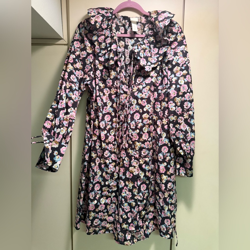 H&M Floral Mini Dress - Black and Pink